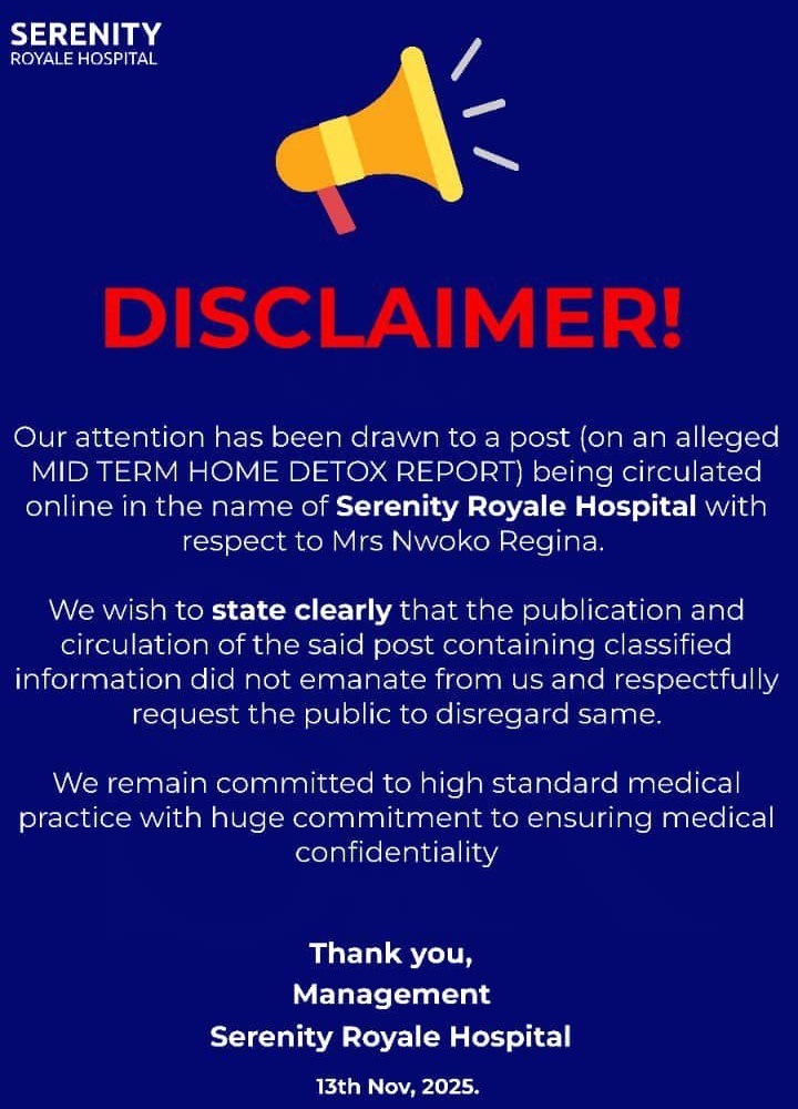 Disclaimer by Serenity Royale Hospital
