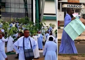 Catholic priests protesting in Enugu against killer herdsmen