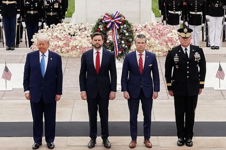 United States President Donald Trump, Vice President J D Vance, Secretary of War Pete Hegseth, and Secretary of Defence