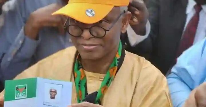 Malam Nasir El-Rufai displays his African Democratic Congress (ADC) membership card