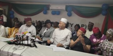 National Chairman of Labour Party (LP), Julius Abure, former Vice Presidential candidate, Datti Baba Ahmed and other leaders at the party's NEC