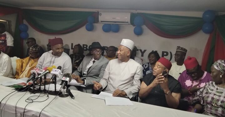 National Chairman of Labour Party (LP), Julius Abure, former Vice Presidential candidate, Datti Baba Ahmed and other leaders at the party's NEC
