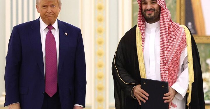 United States President Donald Trump with Saudi Crown Prince Mohammed bin Salman at the Oval Office, November 17, 2025