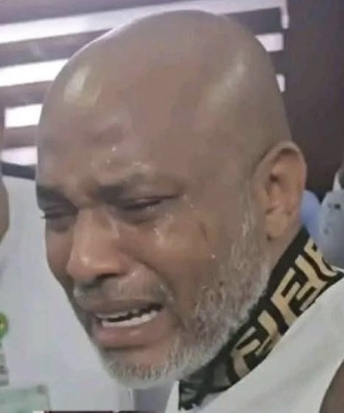 Indigenous People of Biafra (IPOB) leader, Mazi Nnamdi Kanu, seen crying in court after the verdict on November 20, 2025