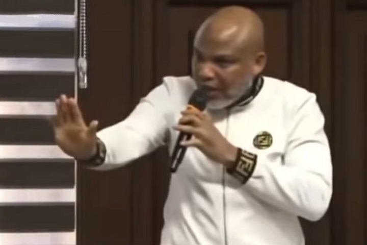 IPOB leader, Nnamdi Kanu, blasting his way on Judge James Omotosho at the court, November 20, 2025