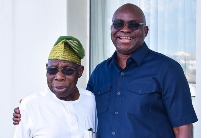 Ex-President Olusegun Obasanjo and ex-Ekiti State Governor, Ayodele Fayose