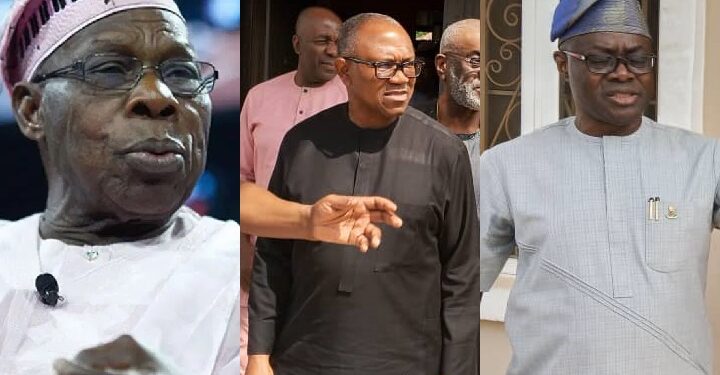 Olusegun Obasanjo, Peter Obi, and Governor Seyi Makinde met in Ibadan on Thursday, November 13, 2025