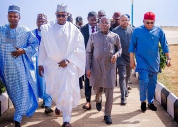 Abia State Governor, Alex Otti, with Governor Sokoto and other government officials