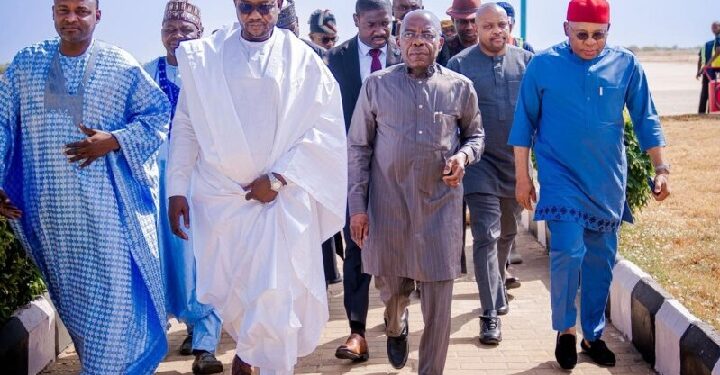 Abia State Governor, Alex Otti, with Governor Sokoto and other government officials