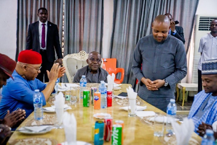 Abia State Governor, Alex Otti, being hosted by Governor Ahmed Aliyu Sokoto and other government officials