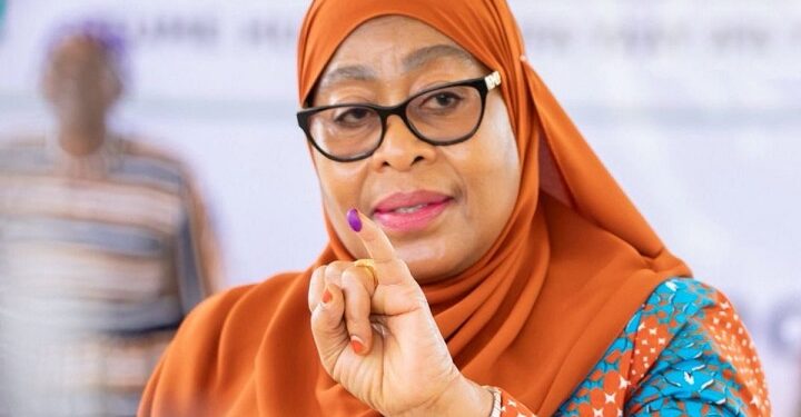 Tanzania President Samia Suluhu Hassan after casting the ballot for her controversial re-election in Octobor 2025