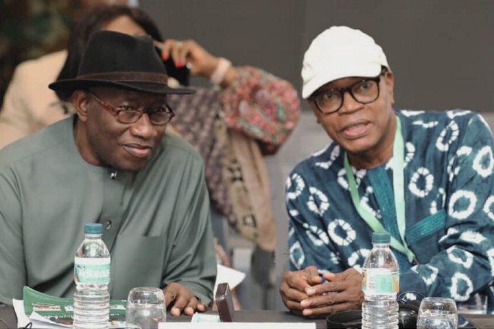 Former Nigerian President Goodluck Jonathan and former ECOWAS Commission President Dr Mohamed Ibn Chambas while observing the elections in Guinea Bissau