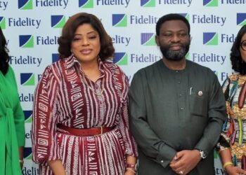 Fidelity Bank Managing Director and Chief Executive Officer, Dr. Nneka Onyeali-Ikpe, flanked by other officials