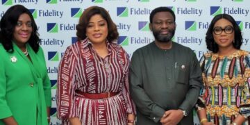Fidelity Bank Managing Director and Chief Executive Officer, Dr. Nneka Onyeali-Ikpe, flanked by other officials