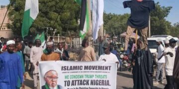 Kano residents protesting against the invasion threats by President Donald Trump, Friday, November 7, 2025