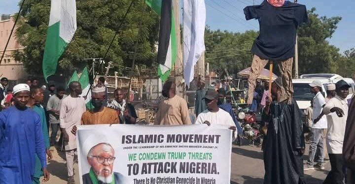 Kano residents protesting against the invasion threats by President Donald Trump, Friday, November 7, 2025