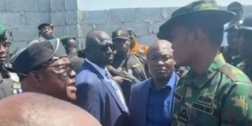 Naval officer, A.M. Yerima, in a direct confrontation with FCT Minister, Nyesom Wike.