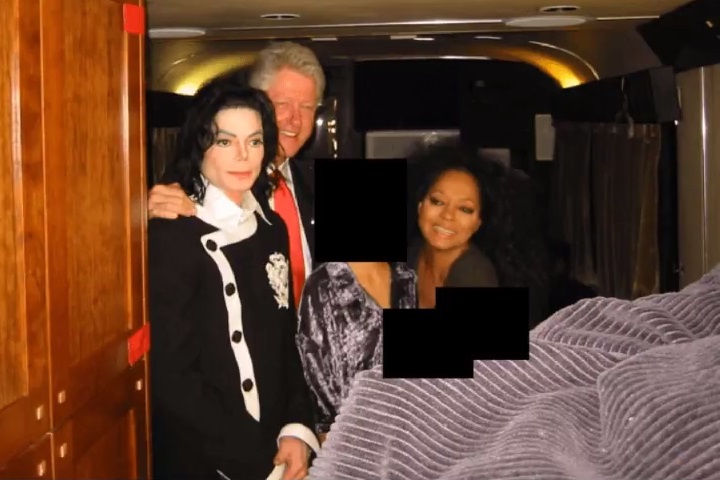 Bill Clinton, Michael Jackson, Diana Ross and other redacted individuals in Jeffery Epstein files