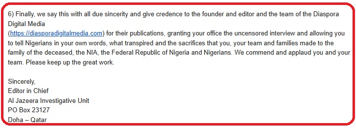 Al Jazeera's commendation to DDM