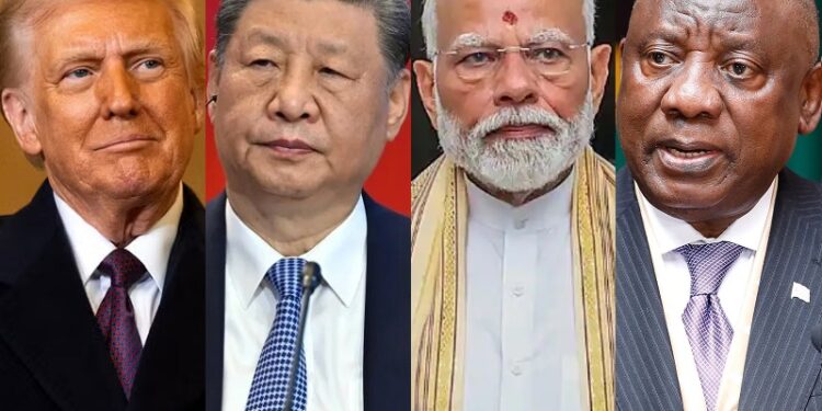 Donald Trump of USA, Xi Jinping of China, Narendra Modi of india, and, Cyril Ramaphosa of South Africa
