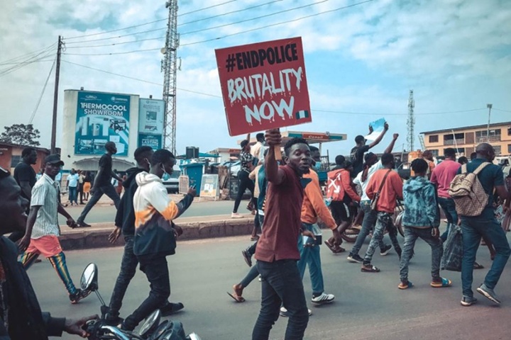 "End Police Brutality" agitators