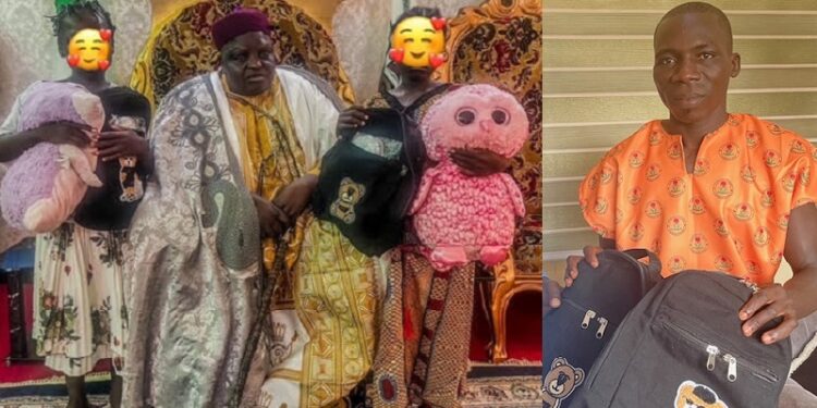 His Royal Majesty Ismail Shaga the Hama Bachama with Jackson’s daughters and their Christmas guests from their father at the palace