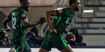 Semi Ajayi celebrates his opening goal against Tanzania