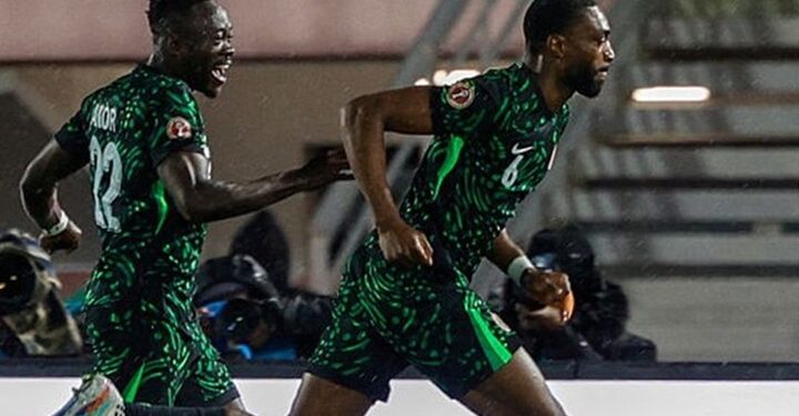 Semi Ajayi celebrates his opening goal against Tanzania