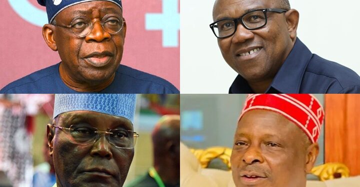 Bola Ahmed Tinubu, Peter Obi, Atiku Abubakar, Rabiu Musa Kwankwaso