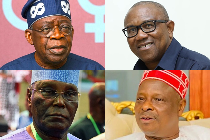 Bola Ahmed Tinubu, Peter Obi, Atiku Abubakar, Rabiu Musa Kwankwaso