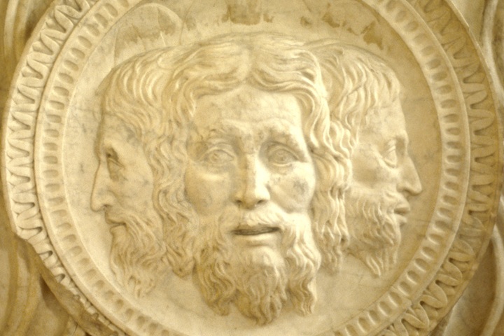 Christendom's Trinity godhead engraved in a church