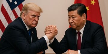 Chinese President Xi Jinping locked in arm wrestling with United States President Donald Trump
