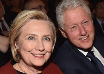 Former President Bill Clinton with his wife, former Secretary of State Hillary Clinton