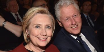 Former President Bill Clinton with his wife, former Secretary of State Hillary Clinton
