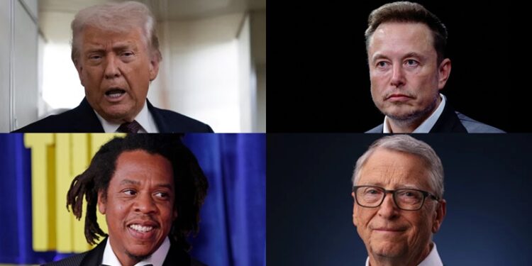 Donald Trump, Shawn Carter—Jay-Z, Elon Musk, Bill Gates appeared in Jeffery Epstein files