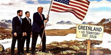 President Donald Trump posts image of himself planting a US flag in Greenland.
