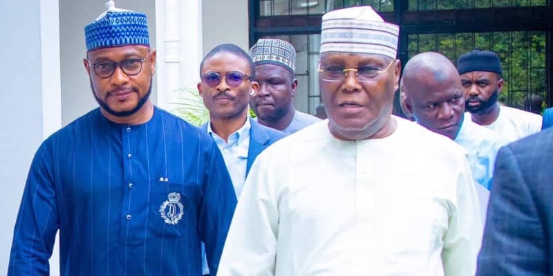 Governor Dauda Lawal of Zamfara in the company of one of the foremost chieftains of the African Democratic Congress (ADC), former Vice President Atiku Abubakar