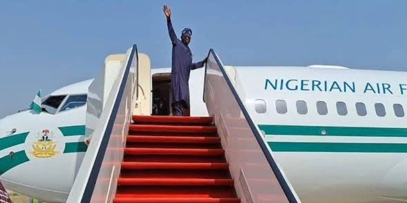 President Bola Ahmed Tinubu leaving Nigeria on one of his foreign trips