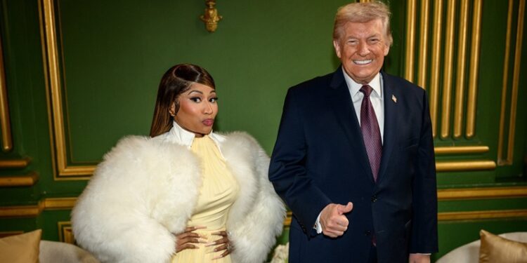 United States President Donald Trump with Nicki Minaj at the White House