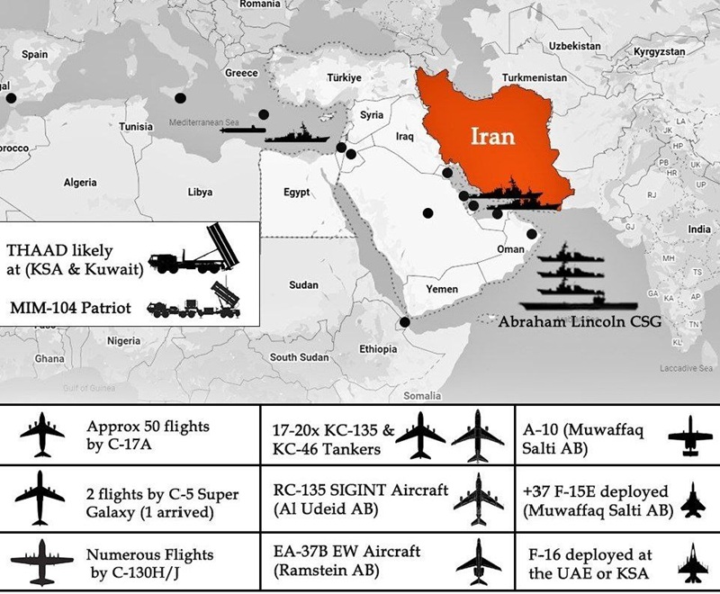 U.S. military encamped around Iran, according to Chinese sources