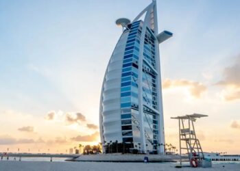 The Iconic Burj Al-Arab Hotel in Dubai, UAE