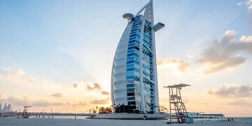 The Iconic Burj Al-Arab Hotel in Dubai, UAE