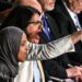 Rep. Ilhan Omar and Rep. Rashida Tlaib yell at President Donald Trump