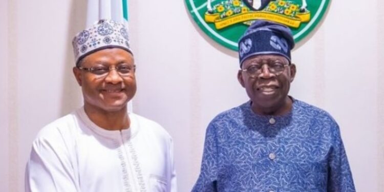 President Bola Ahmed Tinubu with Kaduna State Governor, Uba Sani