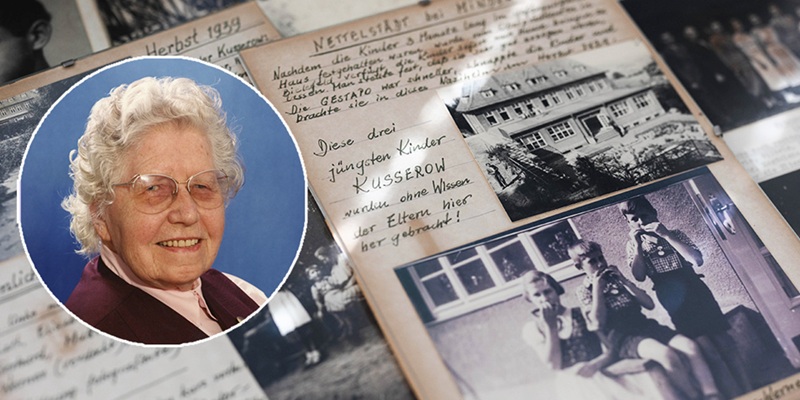 Some of the documents that chronicle the faithful example of the Kusserow family during the notorious Nazi regime. Inset: Annemarie Kusserow