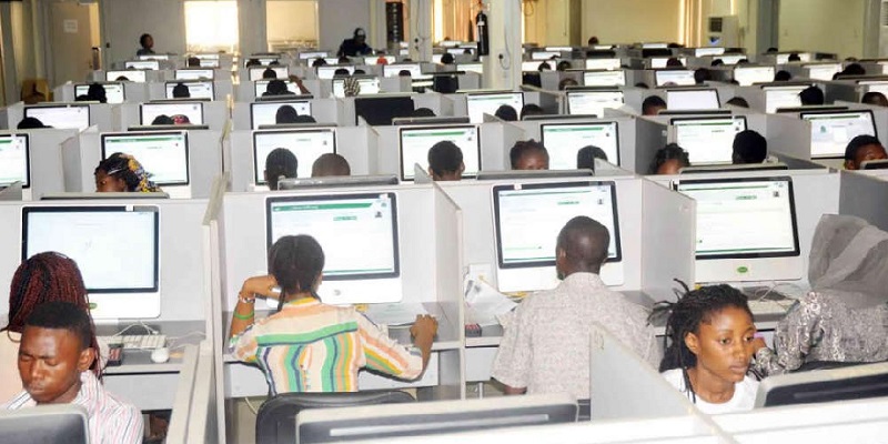 Students undertaking computer-based WAEC examinations