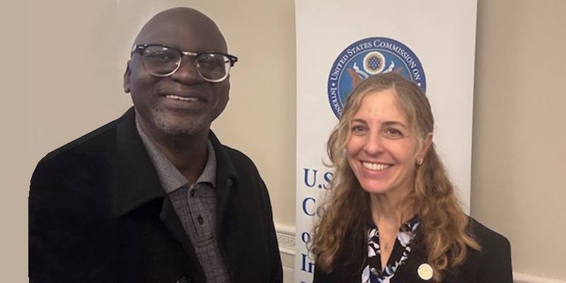 International human rights lawyer Emmanuel Ogebe at the U.S. Congress with a USCIRF Commissioner at the report release