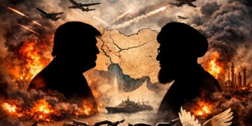 President Donald Trump versus Ayatollah Mojtaba Khamenei depicting Iran War