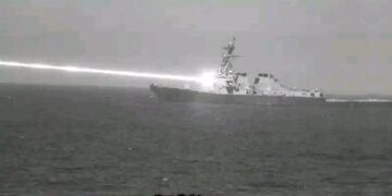 HELIOS system mounted on a warship operating off Iran’s coast