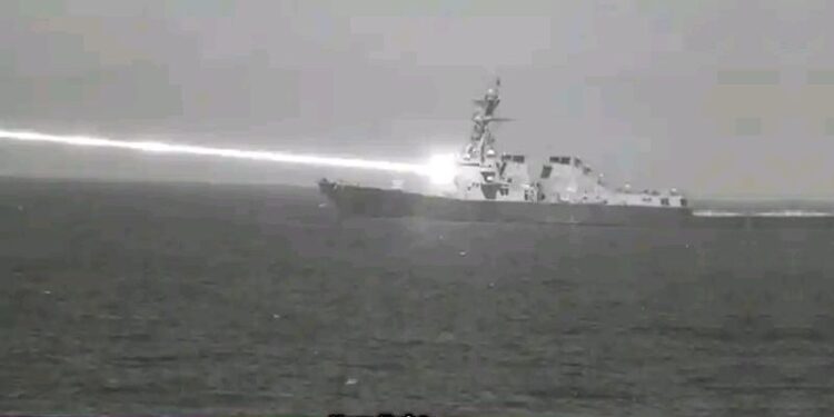 HELIOS system mounted on a warship operating off Iran’s coast